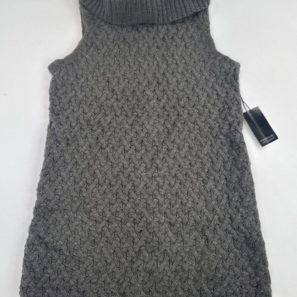 Adrienne Vittadini Wool Sleeveless Turtleneck Sweater Womens Small Tunic NEW